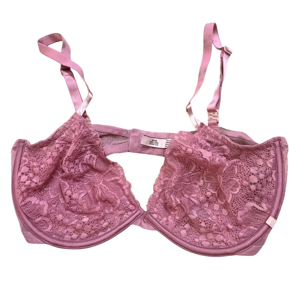 Victoria's‎ Secret Unlined Demi Bra 38DD Pink Floral Lace Underwire 406638-N8R